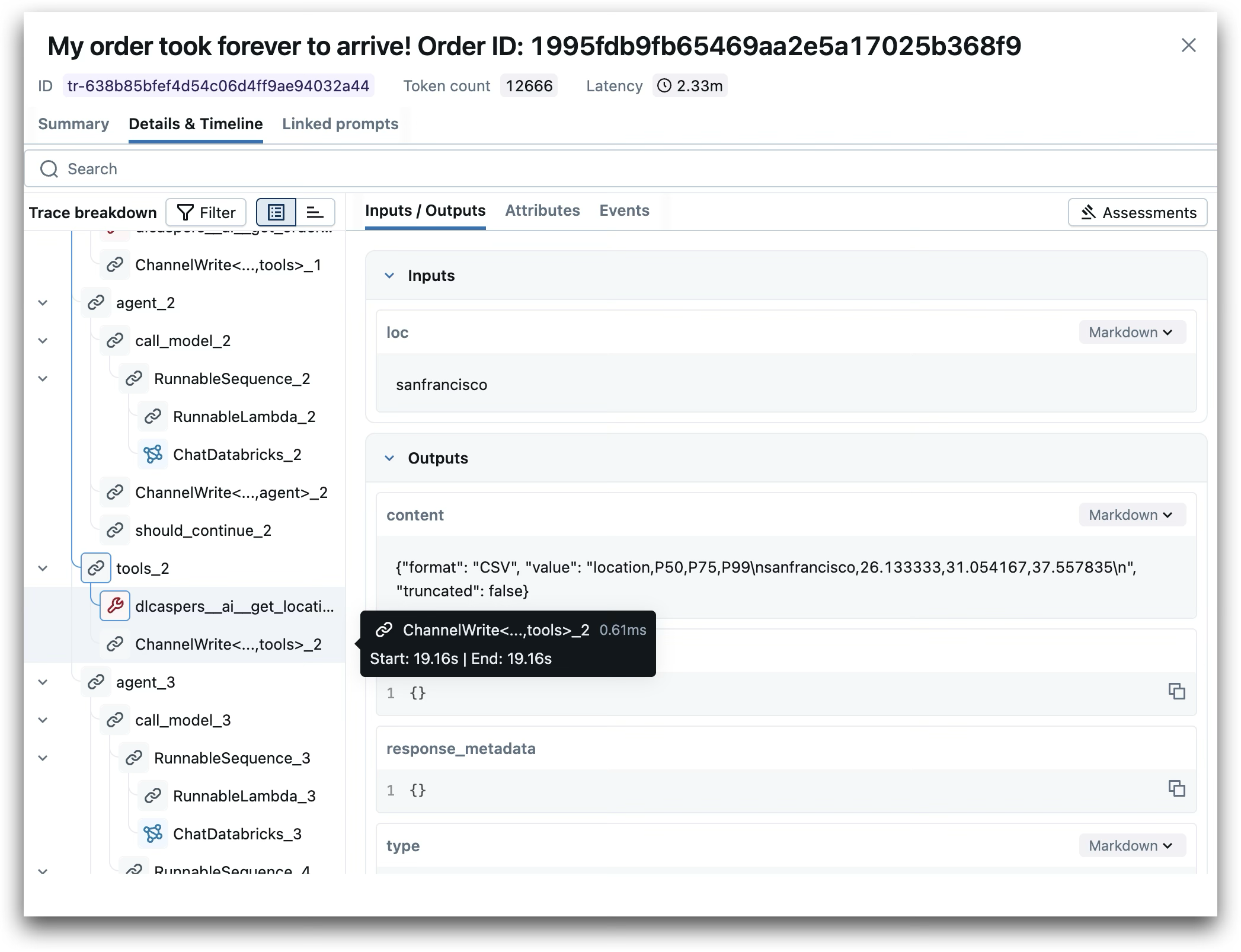 MLflow execution trace