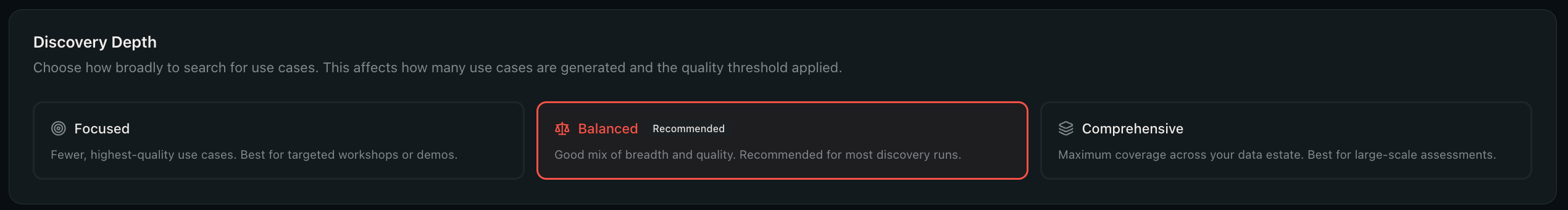 Discovery depth selector