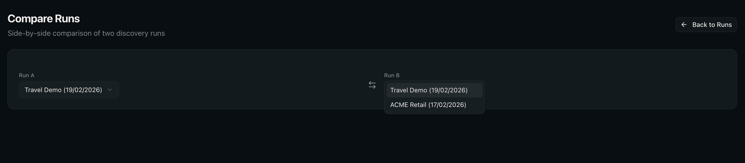 Compare runs