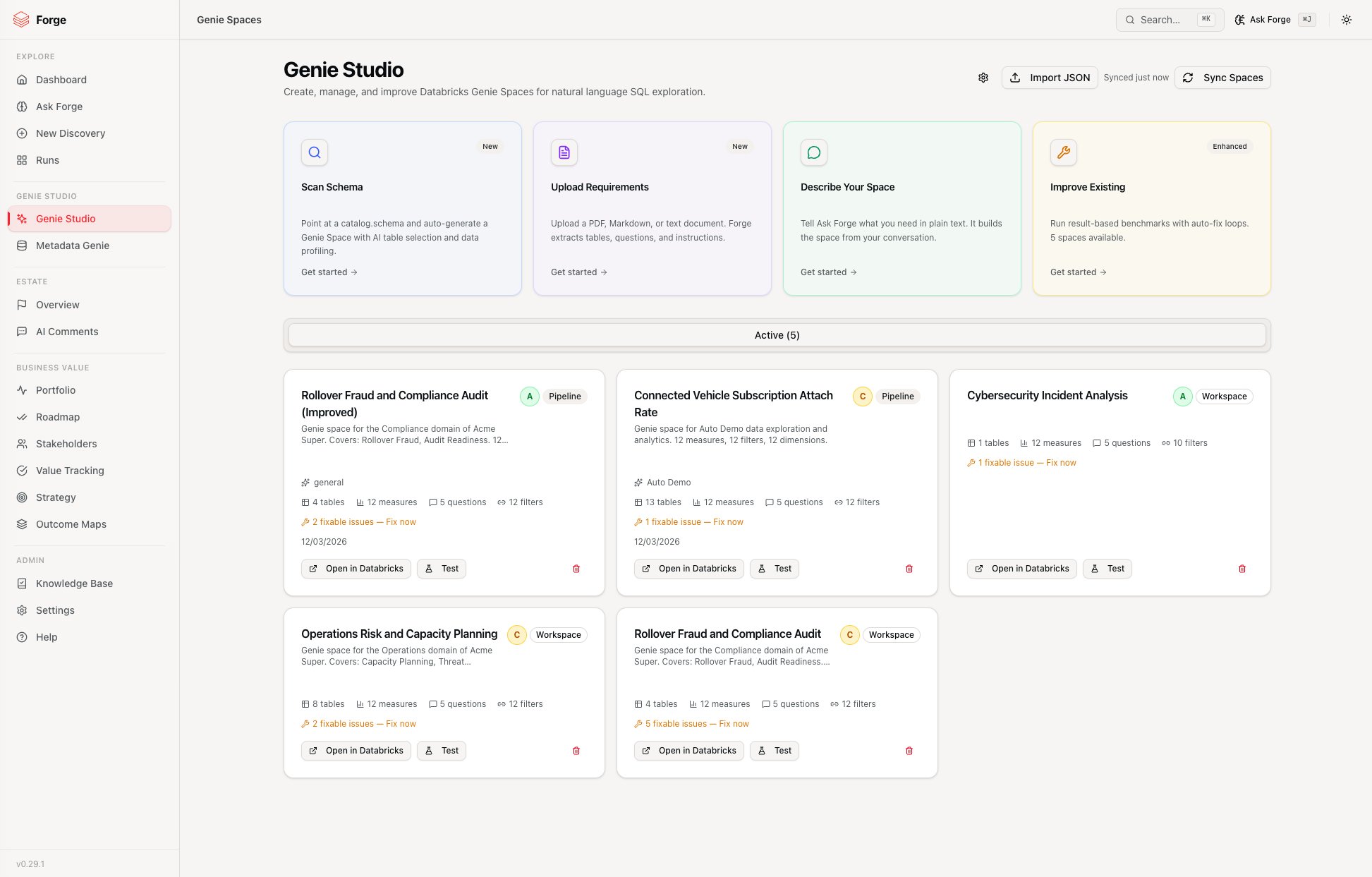 Genie Studio hub