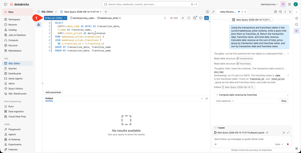 SQL Editor with the Run all button